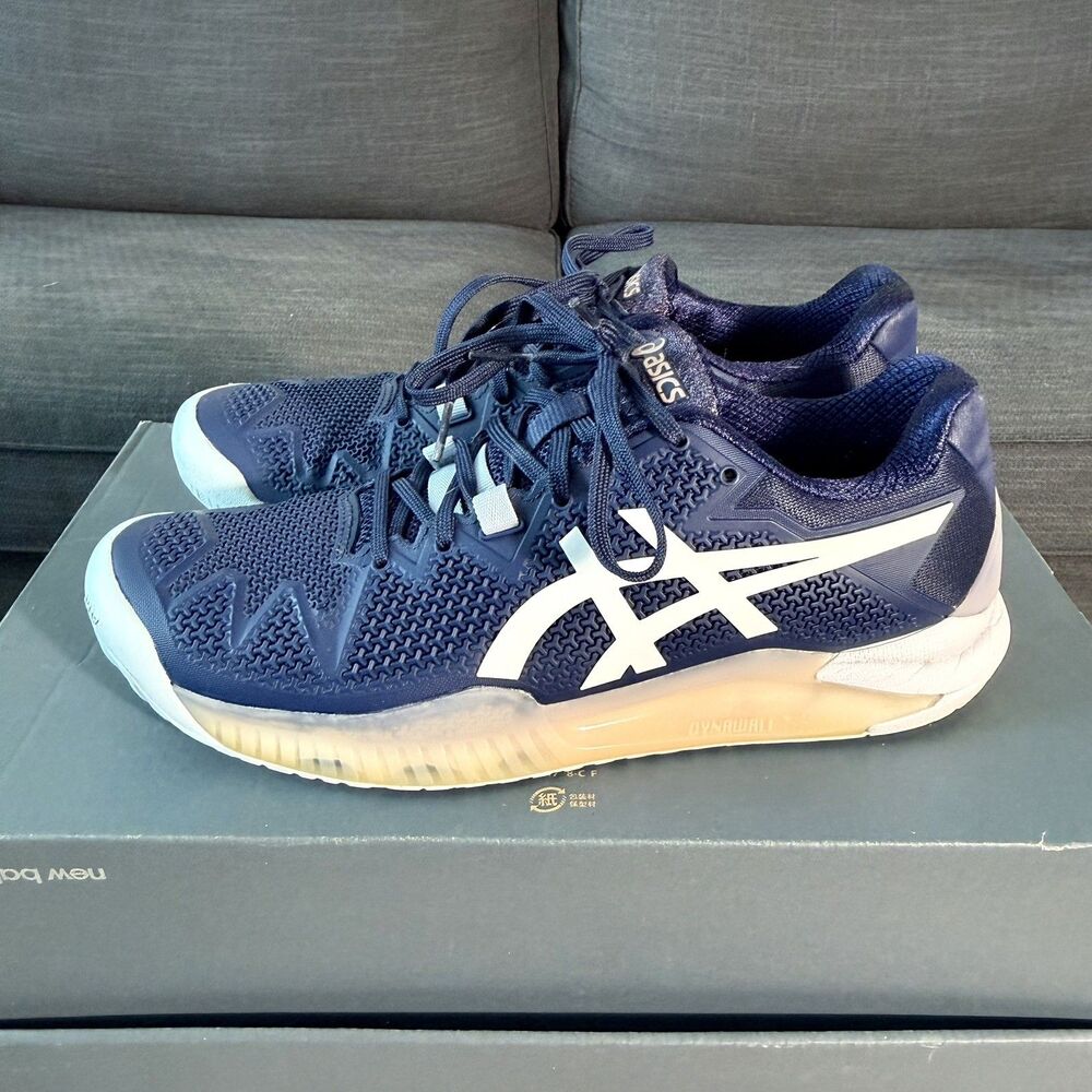 Asics Navy Blue and White Athletic Shoes